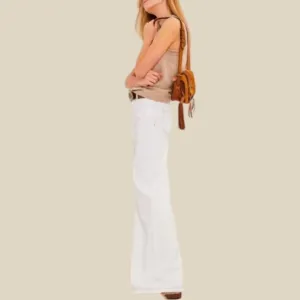 🆕 BA&amp;SH Soul Lady Wide Leg High Waist Cotton Ecru Jeans Sz M &amp; L