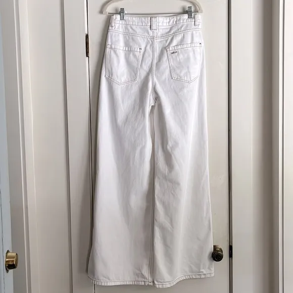 🆕 BA&amp;SH Soul Lady Wide Leg High Waist Cotton Ecru Jeans Sz M &amp; L