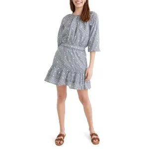 | madewell • gingham embroidered tiered pull-on mini skirt • xlarge |