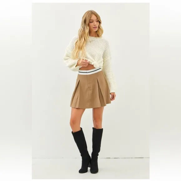 💥 Soft Twill Pleated Skirt | Cappuccino