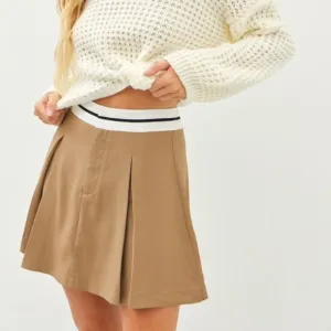 💥 Soft Twill Pleated Skirt | Cappuccino