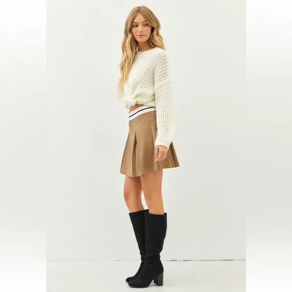 💥 Soft Twill Pleated Skirt | Cappuccino
