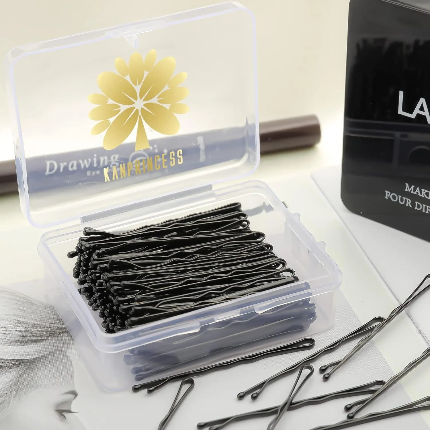 100PCS 2Inches Hair Pins Kit Secure Hold Bobby Pins Clips for Women Girls and Hairdressing Salon with Clear Storage Box(Black)