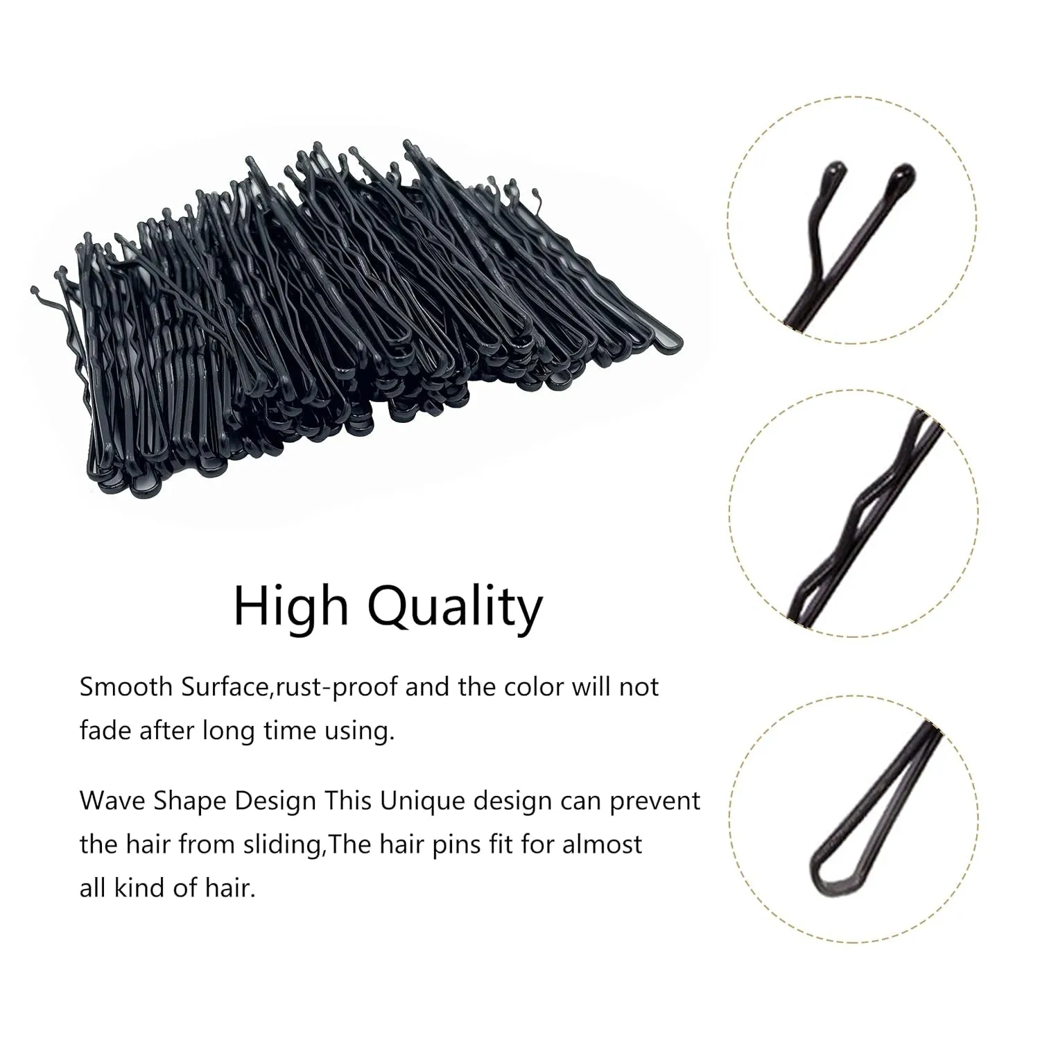 100PCS 2Inches Hair Pins Kit Secure Hold Bobby Pins Clips for Women Girls and Hairdressing Salon with Clear Storage Box(Black)