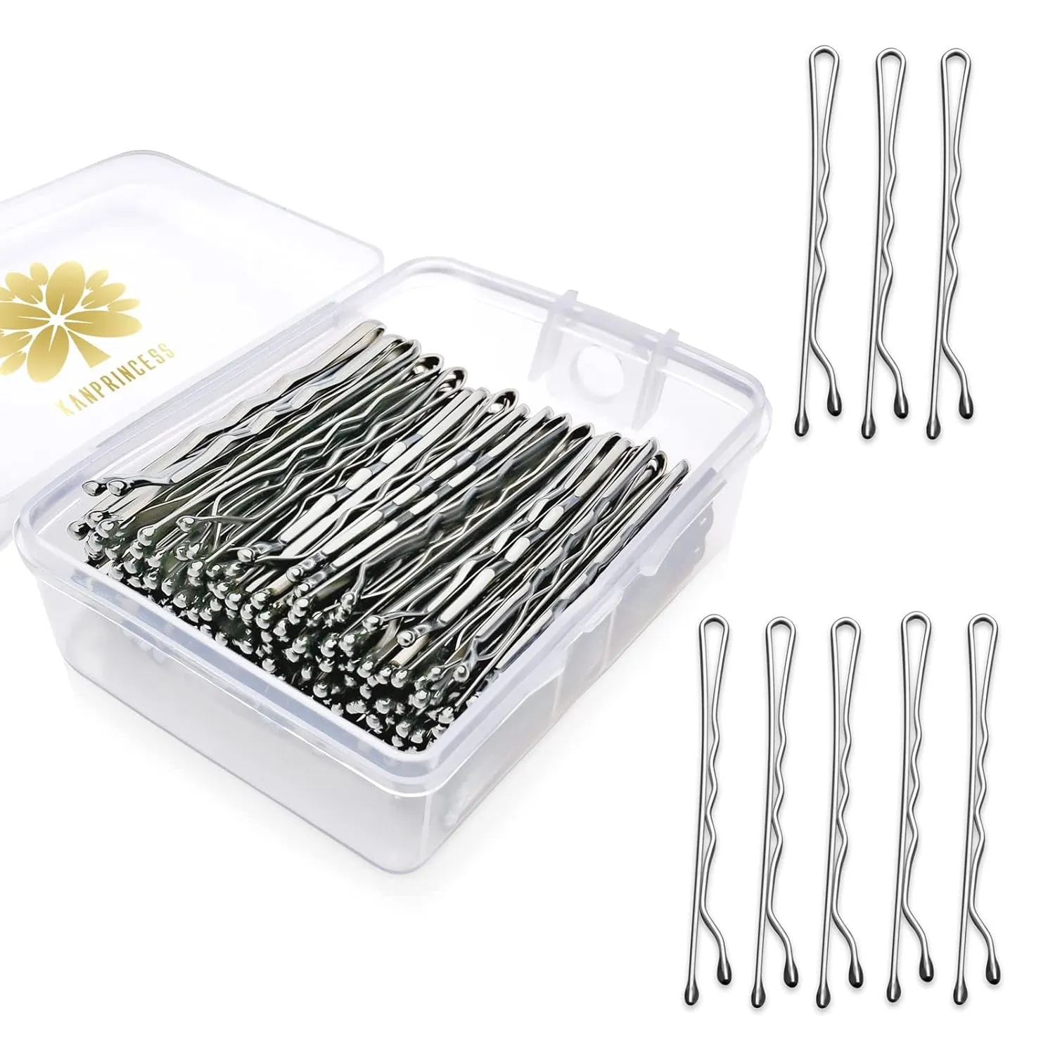 100PCS 2Inches Hair Pins Kit Secure Hold Bobby Pins Clips for Women Girls and Hairdressing Salon with Clear Storage Box(Black)