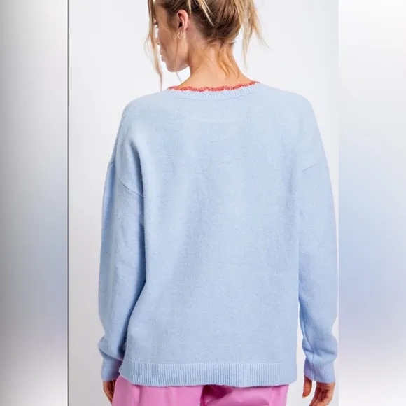 124 1 LEFT ❤️CHERRY EMBROIDERED SWEATER
