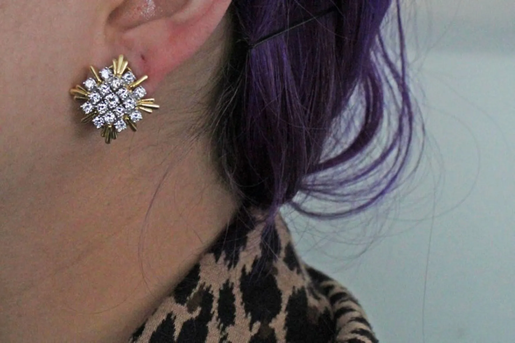 1980s 18 Karat Gold Diamond Night and Day Pendant Earrings