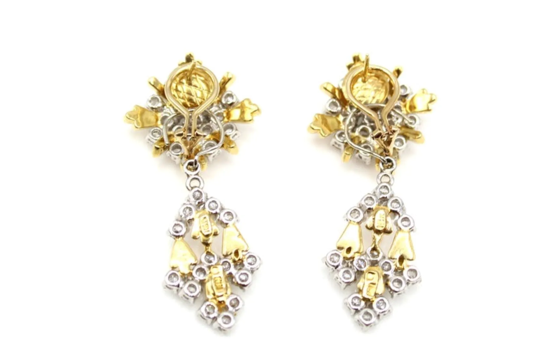 1980s 18 Karat Gold Diamond Night and Day Pendant Earrings