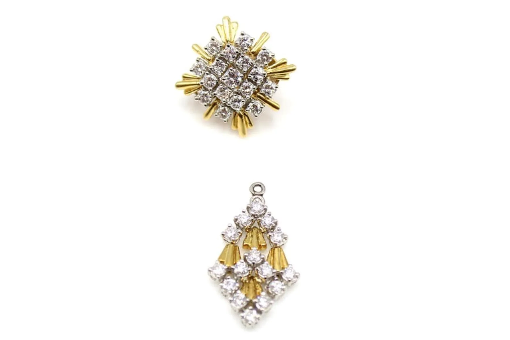 1980s 18 Karat Gold Diamond Night and Day Pendant Earrings