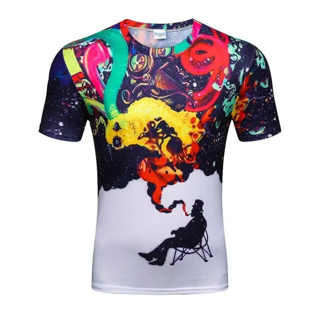 2018 High Quality Water Droplets Move Printed 3D T-shirts Punk 3D Short Sleeve T-Shirt M-4XL /6 style Men's T-Shirts