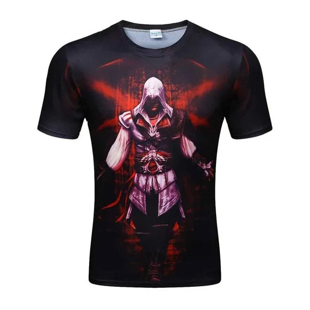 2018 High Quality Water Droplets Move Printed 3D T-shirts Punk 3D Short Sleeve T-Shirt M-4XL /6 style Men's T-Shirts