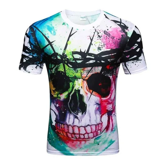 2018 High Quality Water Droplets Move Printed 3D T-shirts Punk 3D Short Sleeve T-Shirt M-4XL /6 style Men's T-Shirts