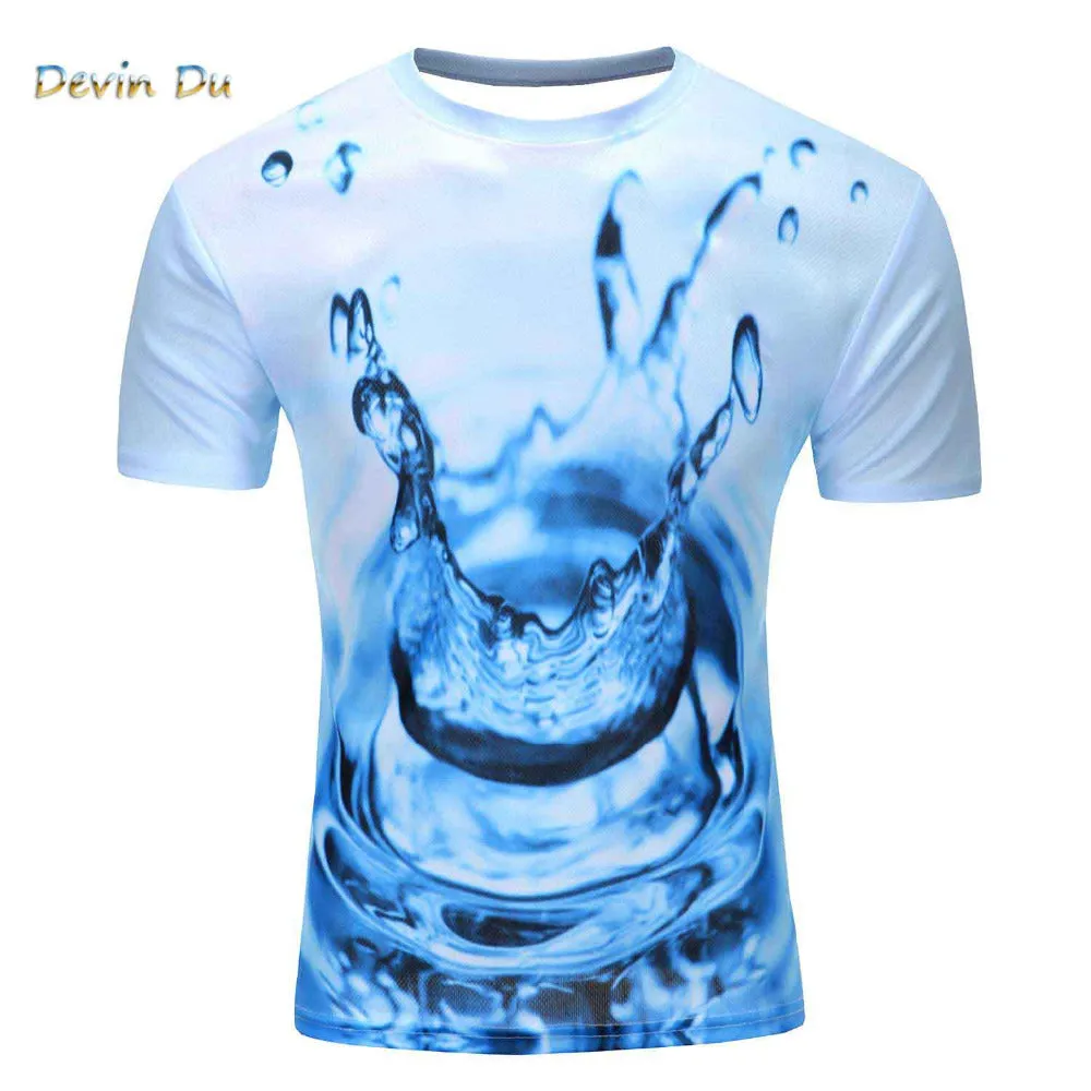2018 High Quality Water Droplets Move Printed 3D T-shirts Punk 3D Short Sleeve T-Shirt M-4XL /6 style Men's T-Shirts