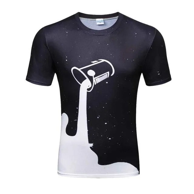 2018 High Quality Water Droplets Move Printed 3D T-shirts Punk 3D Short Sleeve T-Shirt M-4XL /6 style Men's T-Shirts