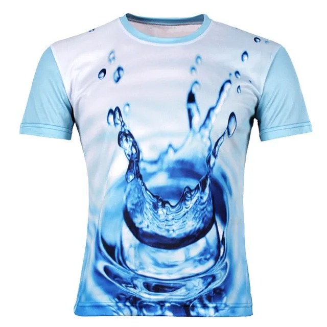 2018 High Quality Water Droplets Move Printed 3D T-shirts Punk 3D Short Sleeve T-Shirt M-4XL /6 style Men's T-Shirts
