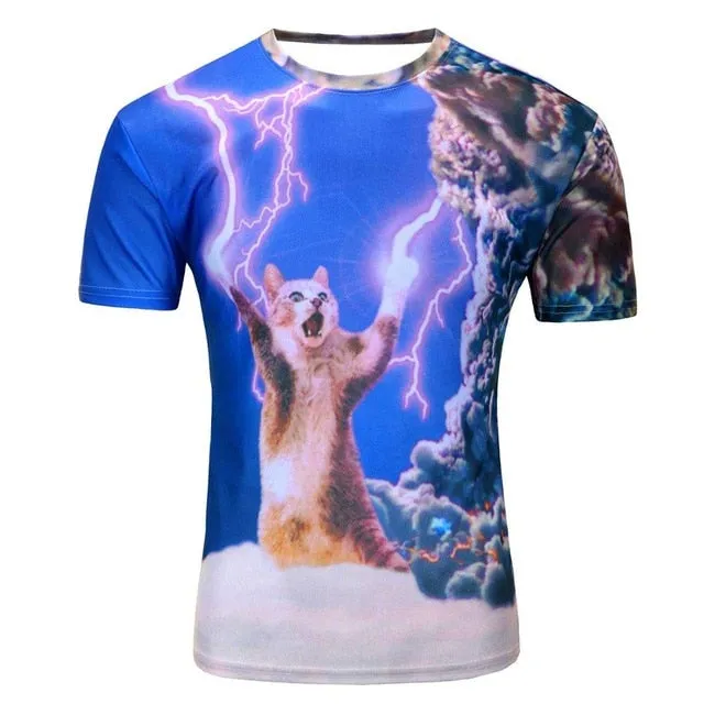 2018 High Quality Water Droplets Move Printed 3D T-shirts Punk 3D Short Sleeve T-Shirt M-4XL /6 style Men's T-Shirts