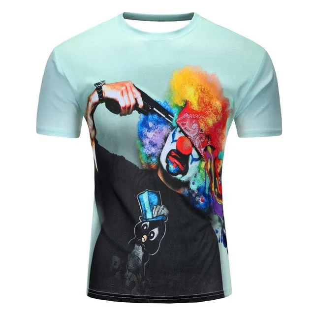 2018 High Quality Water Droplets Move Printed 3D T-shirts Punk 3D Short Sleeve T-Shirt M-4XL /6 style Men's T-Shirts