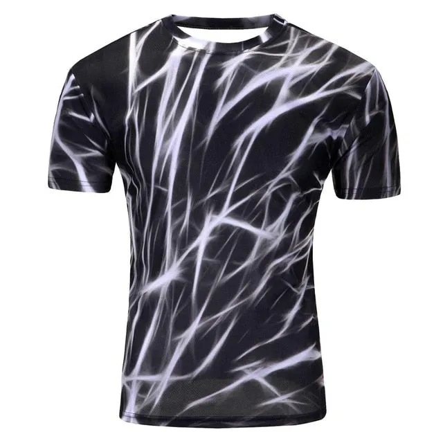 2018 High Quality Water Droplets Move Printed 3D T-shirts Punk 3D Short Sleeve T-Shirt M-4XL /6 style Men's T-Shirts
