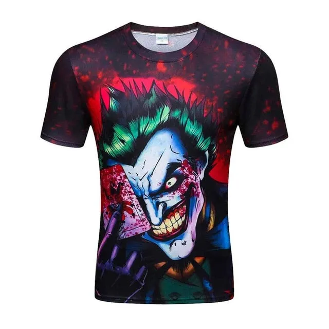 2018 High Quality Water Droplets Move Printed 3D T-shirts Punk 3D Short Sleeve T-Shirt M-4XL /6 style Men's T-Shirts