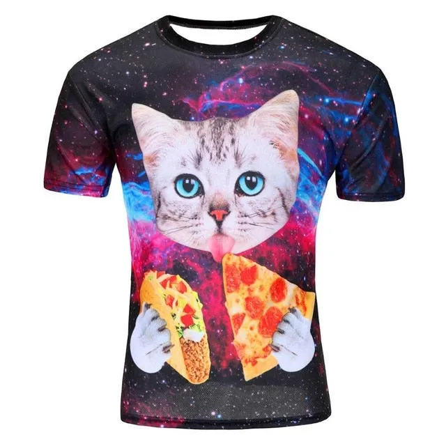 2018 High Quality Water Droplets Move Printed 3D T-shirts Punk 3D Short Sleeve T-Shirt M-4XL /6 style Men's T-Shirts