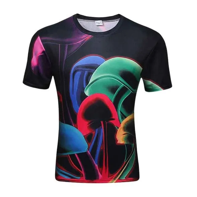 2018 High Quality Water Droplets Move Printed 3D T-shirts Punk 3D Short Sleeve T-Shirt M-4XL /6 style Men's T-Shirts