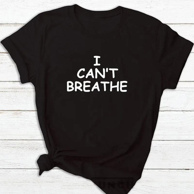 2020 Women Men Tops Cotton T Shirt George Floyd I Cant Breathe Sayings Black History Black Lives Matter Tumblr Graphic T Shirts