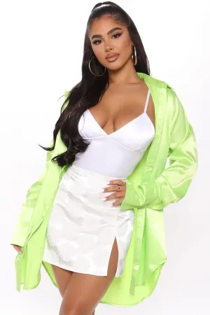24 Seven Satin Shirt - Lime