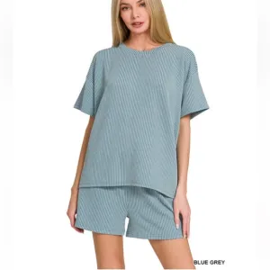 $25 380 ❤️Zenana CORDED RIB SHORTSLEEVE TEE &amp; SHORTPANTS SET