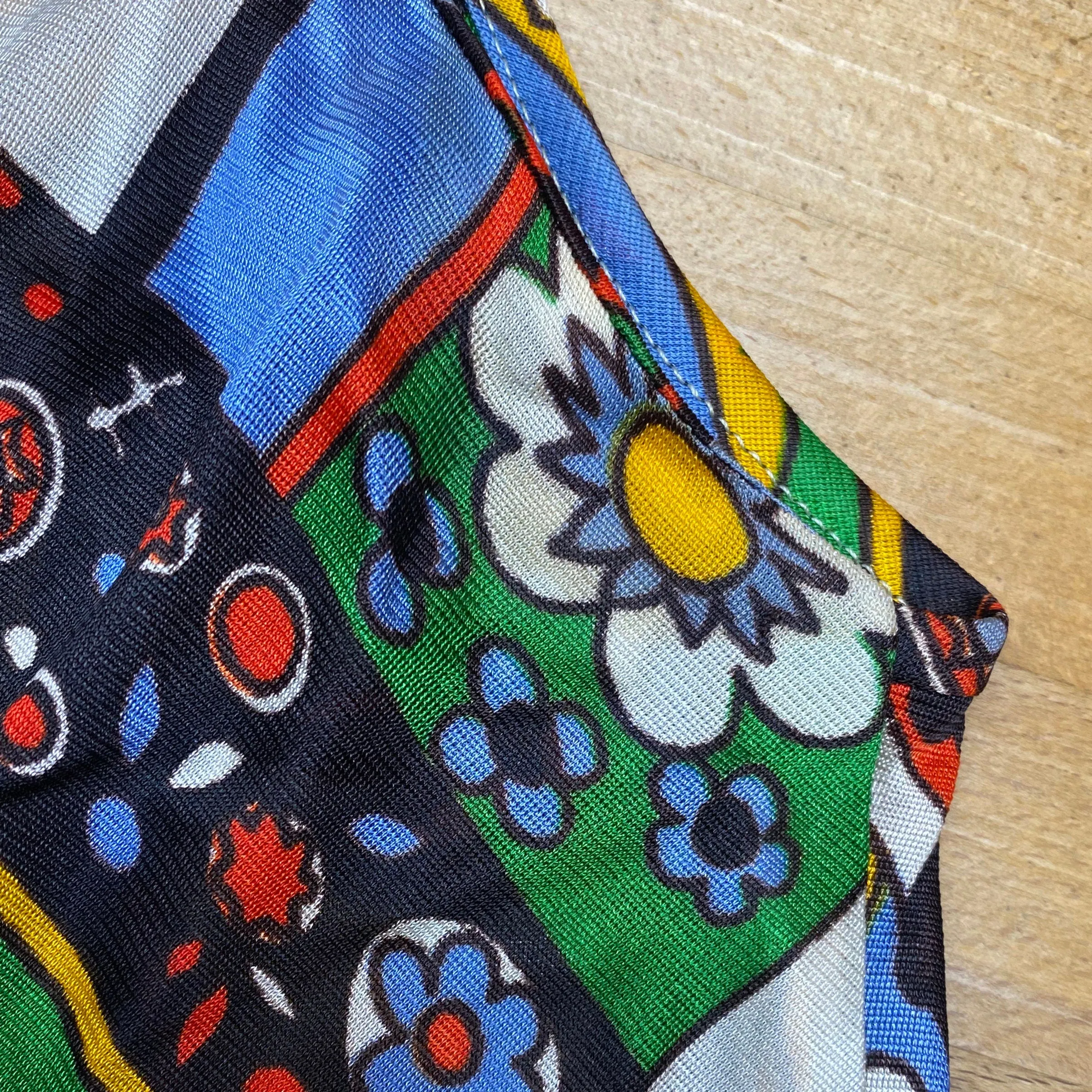 60s 70s Boho Floral & Paisley Palazzo Jumpsuit - Small