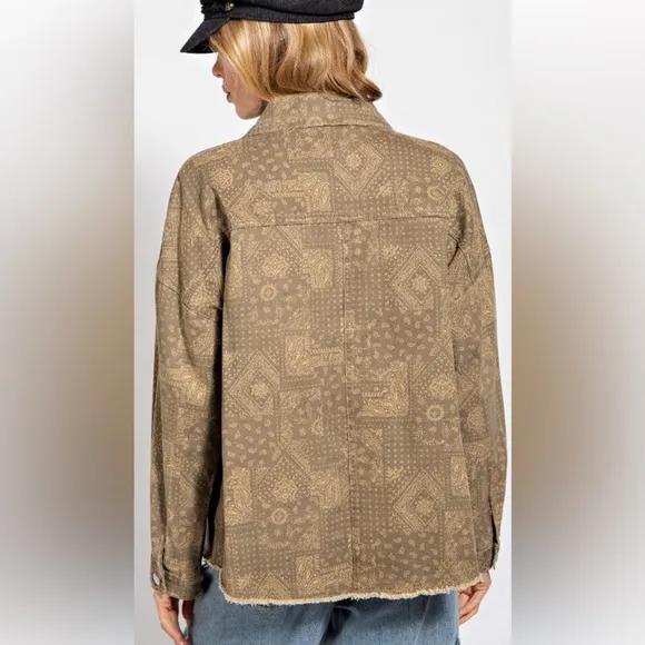 87 ❤️ PAISLEY PRINT MIX WASHED DENIM JACKET