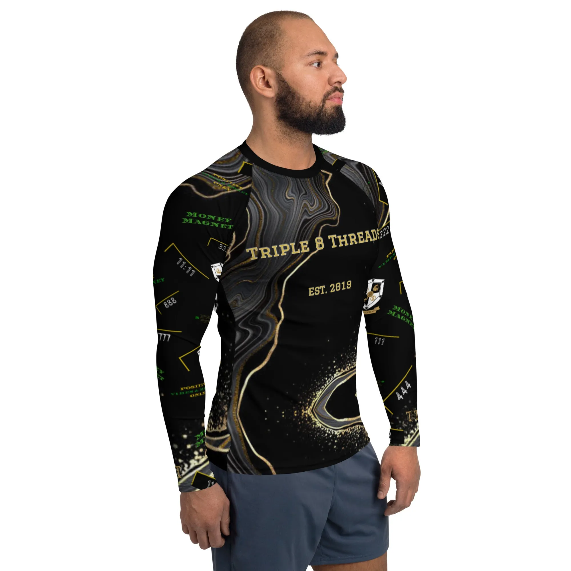 8xquiZit Collection - Men's Deep Black n Gold Marble Activewear