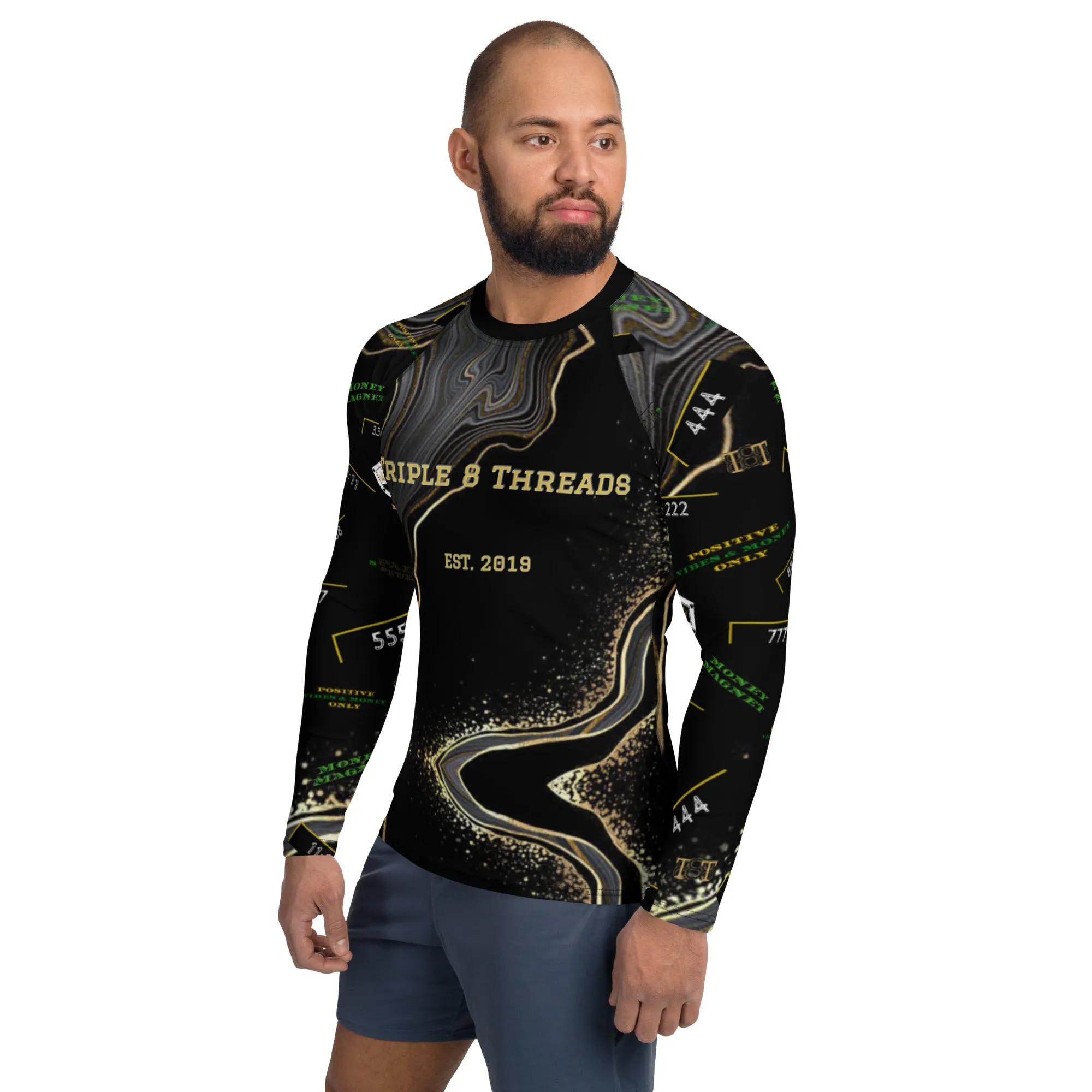 8xquiZit Collection - Men's Deep Black n Gold Marble Activewear