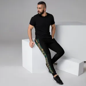 8xquiZit Collection T8T  Emerald Green N Gold Men's Joggers - Black