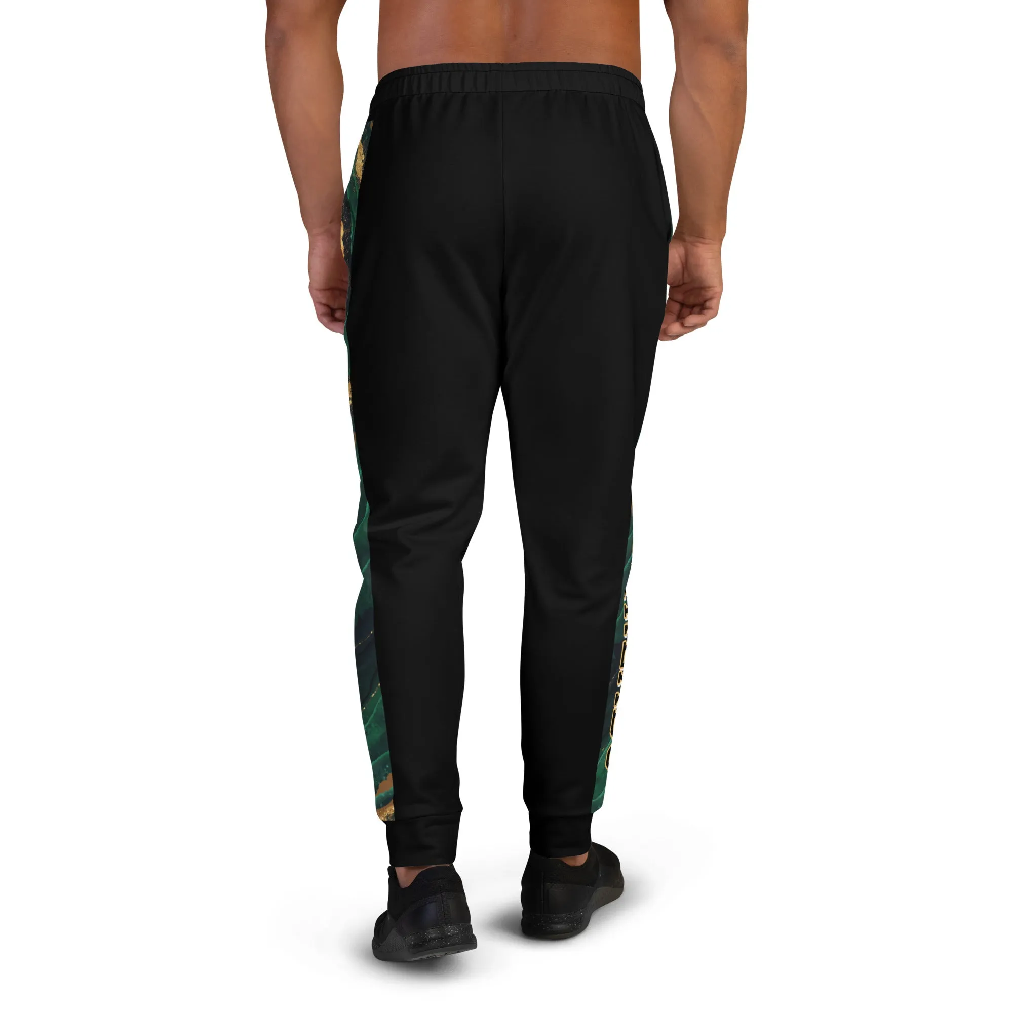 8xquiZit Collection T8T  Emerald Green N Gold Men's Joggers - Black