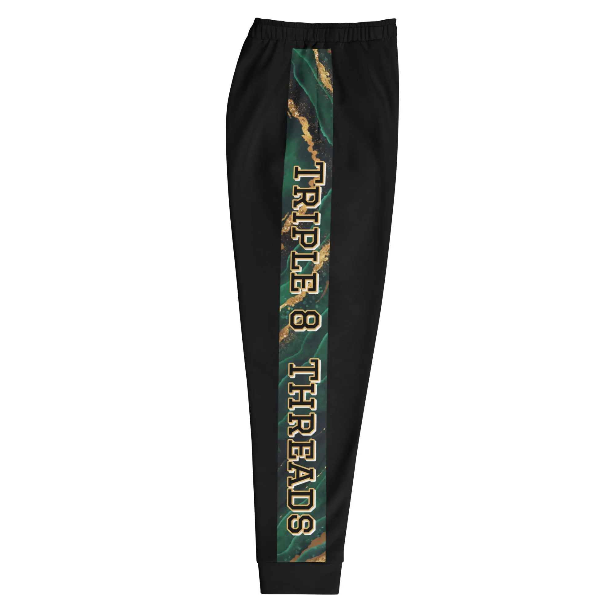 8xquiZit Collection T8T  Emerald Green N Gold Men's Joggers - Black