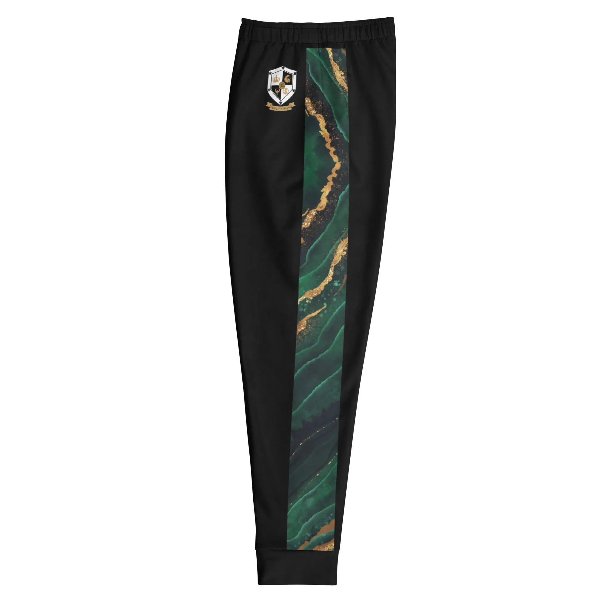 8xquiZit Collection T8T  Emerald Green N Gold Men's Joggers - Black