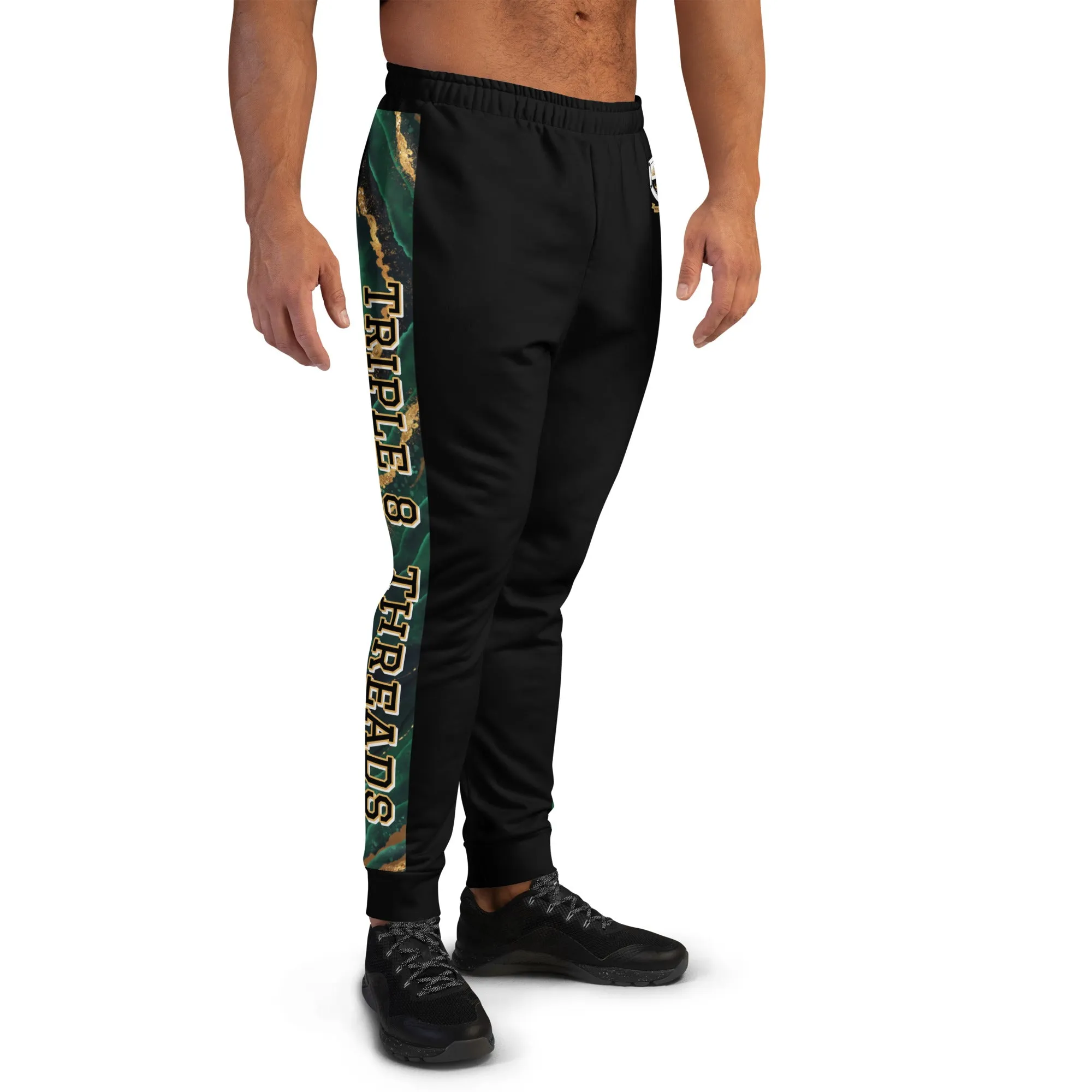 8xquiZit Collection T8T  Emerald Green N Gold Men's Joggers - Black