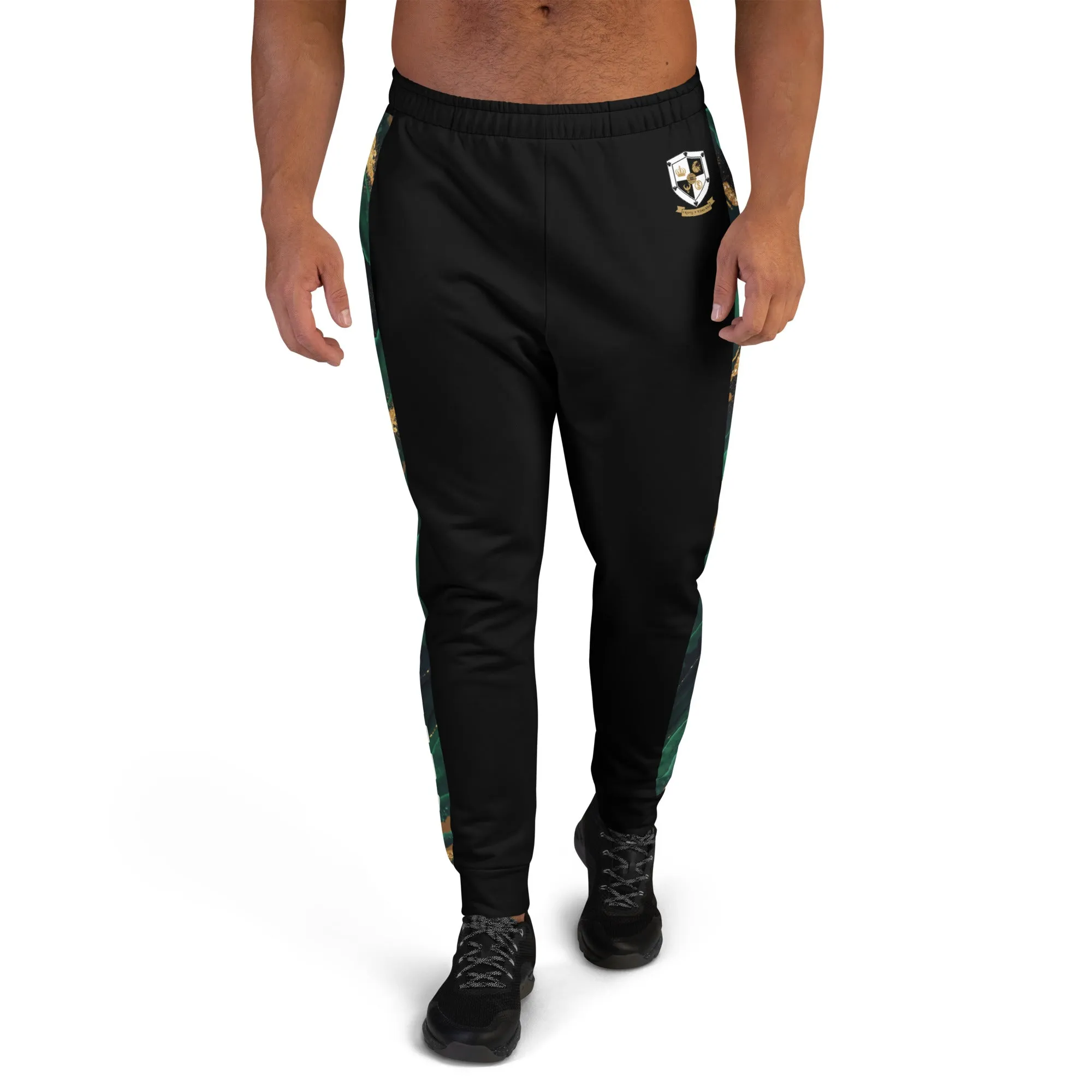 8xquiZit Collection T8T  Emerald Green N Gold Men's Joggers - Black