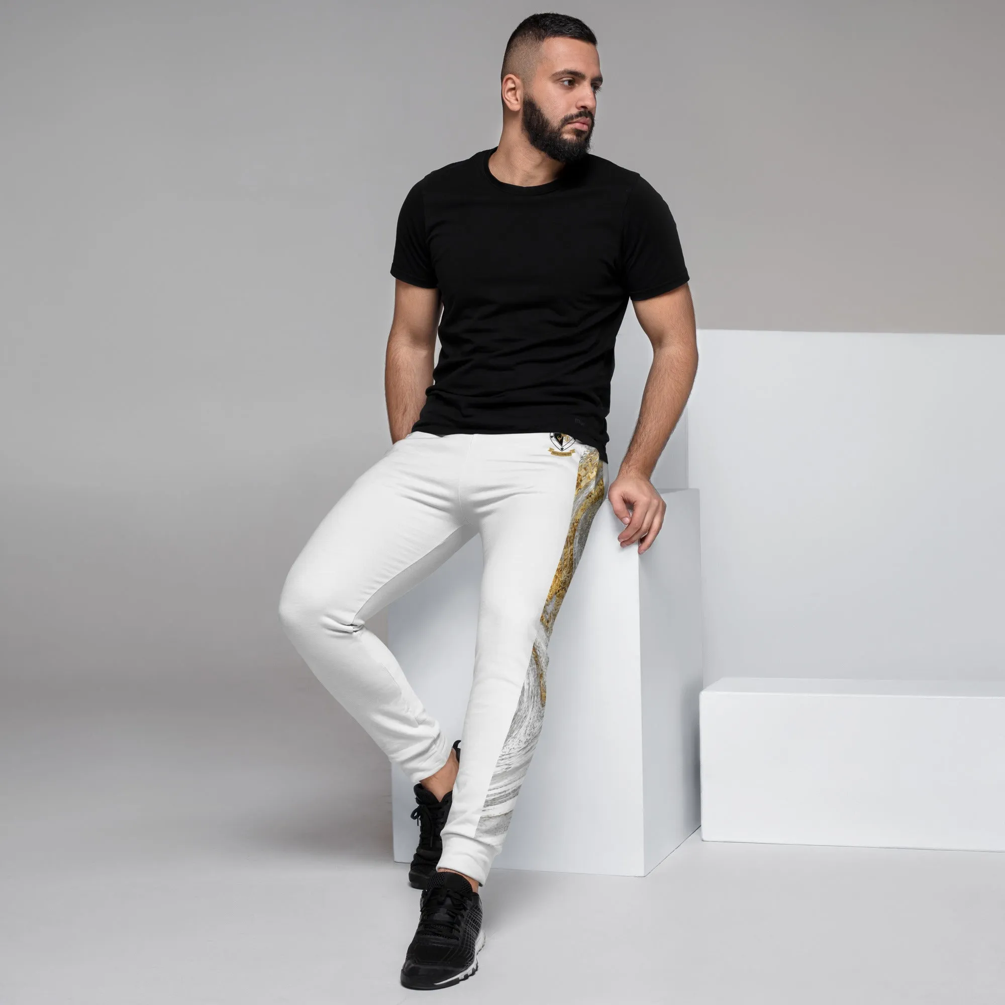 8xquiZit Collection T8T White Marble Men's Joggers - White