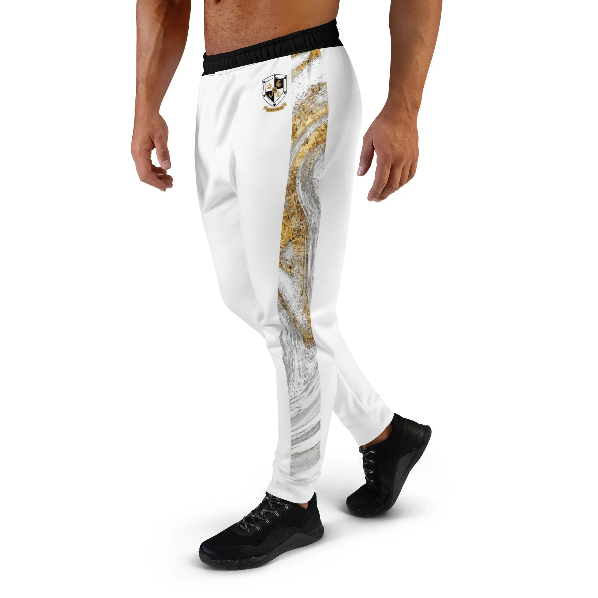 8xquiZit Collection T8T White Marble Men's Joggers - White