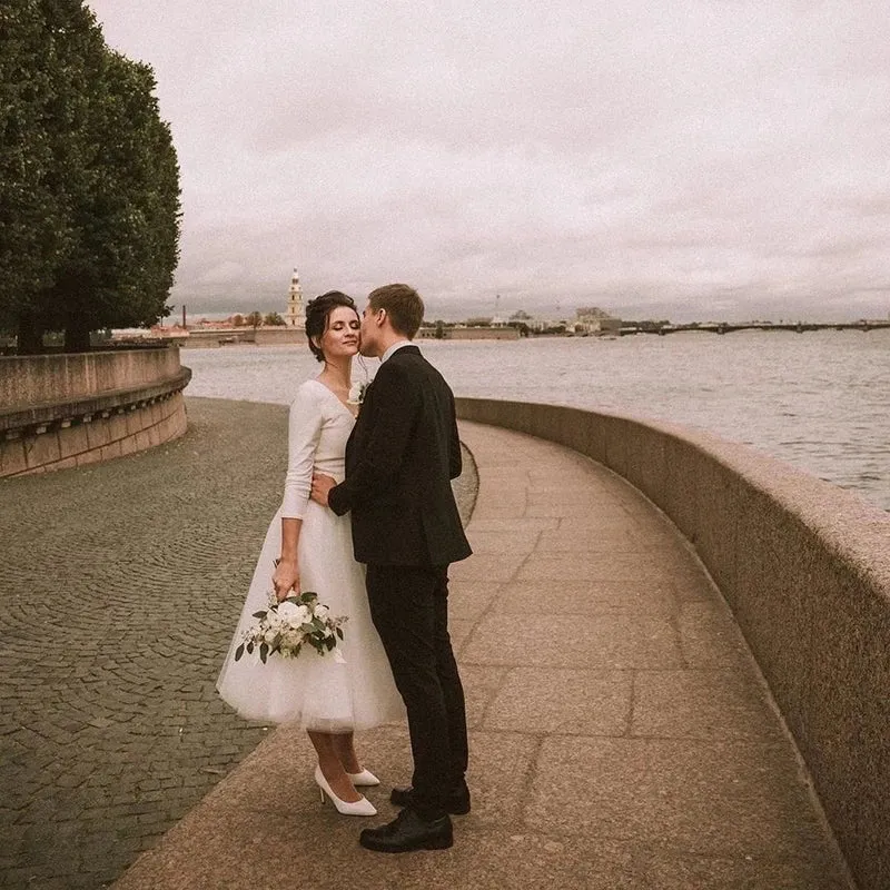 A-Line Short Wedding Dress White ivory Bridal Dress