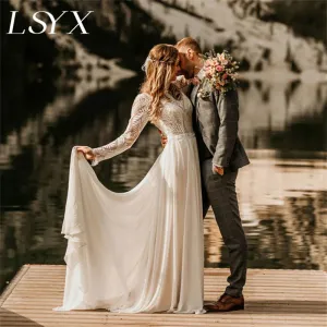 A-Line Wedding Dress For Women Button Back Court Train Bridal Gown