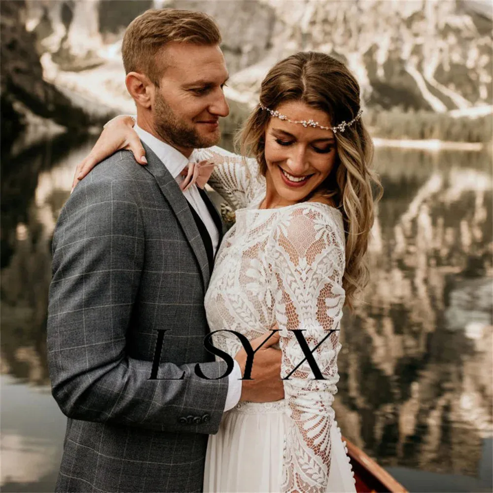 A-Line Wedding Dress For Women Button Back Court Train Bridal Gown
