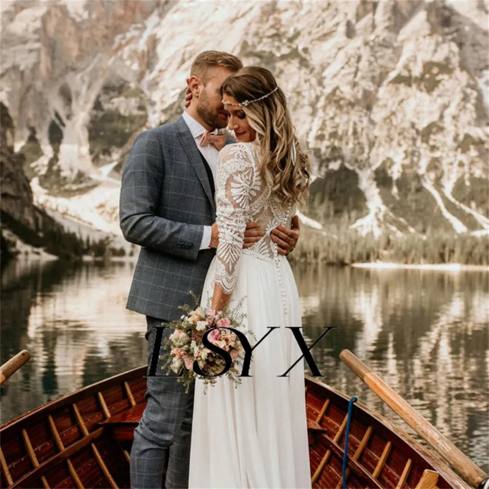 A-Line Wedding Dress For Women Button Back Court Train Bridal Gown