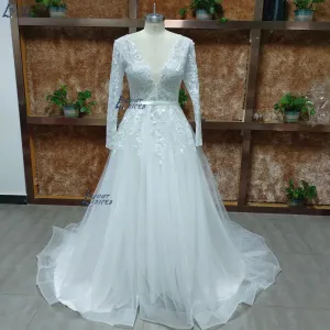A-line Wedding Dress For Women Grace Flowers Embroidery Bridal Gowns