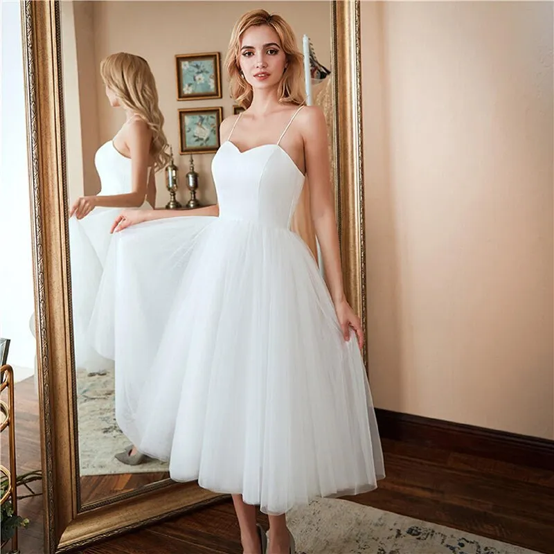 A-line wedding dress white sweetheart bridal wedding dress sleeveless