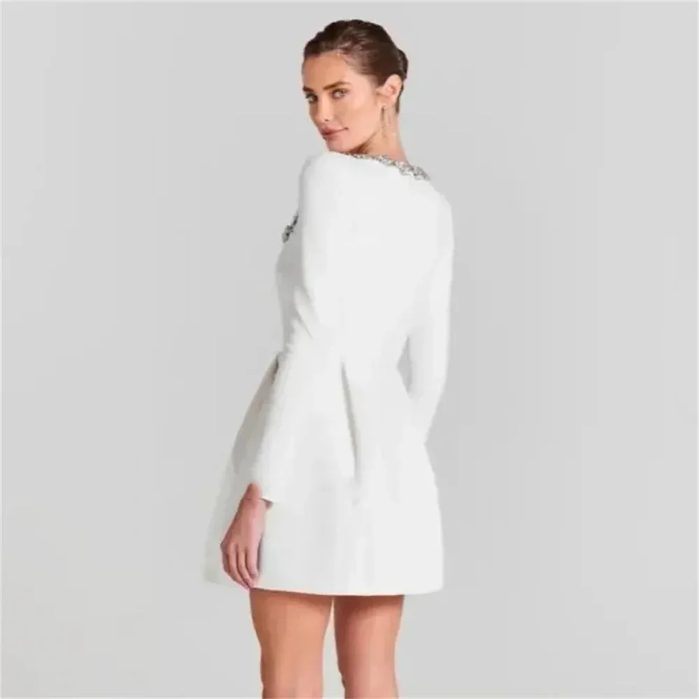 A-Line Women Short Wedding Dresses Quality Long Sleeves