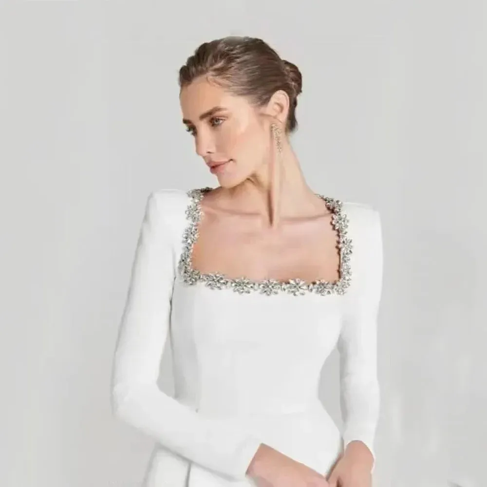 A-Line Women Short Wedding Dresses Quality Long Sleeves