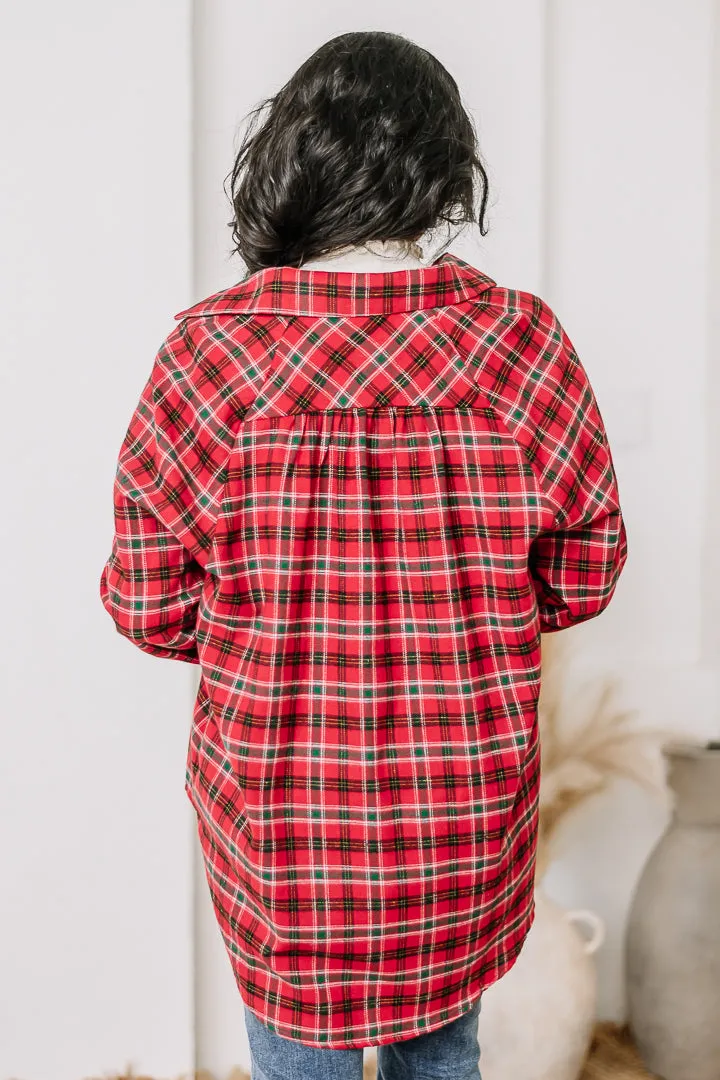 Abri Plaid Flannel Top | Red