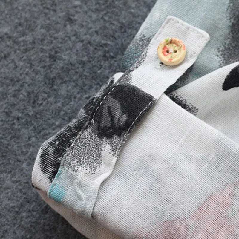 Abstract Butterflies Button Up Blouse
